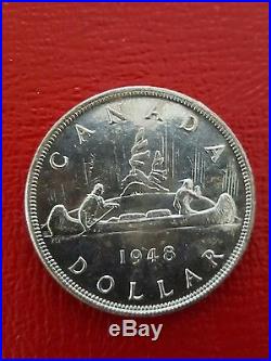1948 George VI Canadian Silver Dollar The King Unc