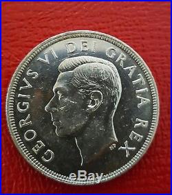 1948 George VI Canadian Silver Dollar The King Unc