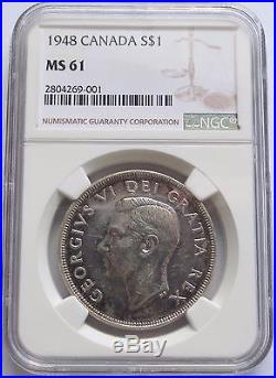 1948 S$1 Canada Dollar NGC MS 61, Vintage Canadian Silver coin (311930G)