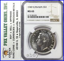 1949 Canada King George VI Silver Dollar Coin Ms65 Ngc Very Reflective Coin