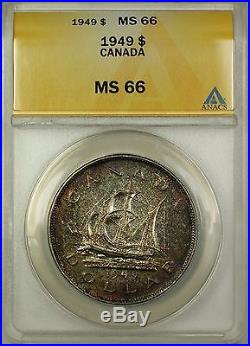 1949 Canada Silver $1 One Dollar Coin ANACS MS-66 Toned (Proof-Like)