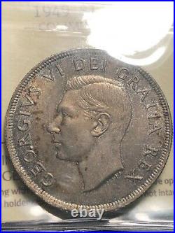 1949 Canada Silver Dollar $1 Iccs Ms66