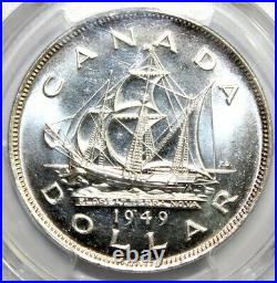 1949 Canada Silver Dollar. 1oz. Fine Silver PCGS MS67, Obv. Full Rainbow