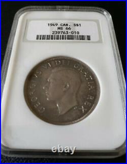 1949 Canada Silver Dollar NGC MS66 (Flawless, Should Be MS67 Or MS68) Old Holder
