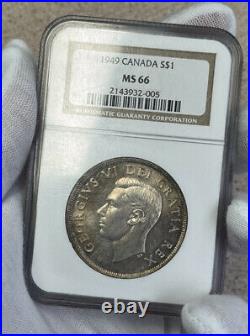 1949 MS66 Canada $1 Dollar Silver NGC Beautifully Colour Toned