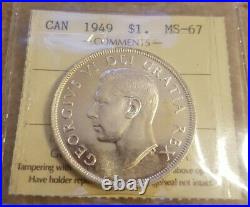 1949 canada silver dollar iccs ms 67