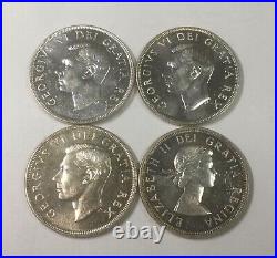 1950 52 52 NWL & 1953SF Canada Lot of 4 Lustrous Silver Dollar Coins Pleasing