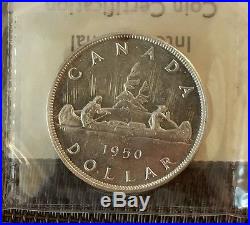 1950 Canada Silver Dollar Arnprior Variety Iccs Certified Ms-64 Condition