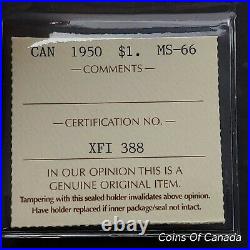 1950 Canada $1 Silver Dollar ICCS MS-66 Blast White Beauty! #coinsofcanada