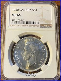 1950 Canada Silver Dollar Ngc Ms66