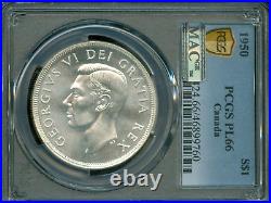 1950 Fwl Canada Silver $1 Dollar Pcgs Pl66 Pq Mac Spotless Rare