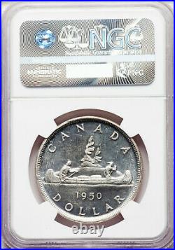 1950 SWL Silver Dollar NGC MS-64 Scarce Variety KEY George VI aGEM Canada $1.00
