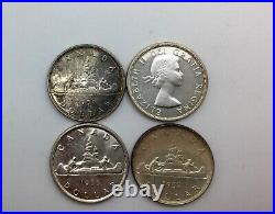 1951WL 1952 WL 1955 &1956 Canada Lot of 4 Lustrous Silver Dollar Coins
