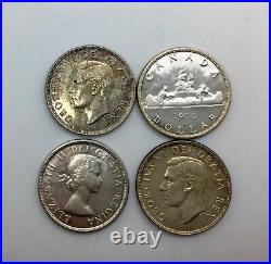 1951WL 1952 WL 1955 &1956 Canada Lot of 4 Lustrous Silver Dollar Coins