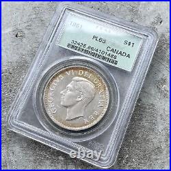 1951 Canada 1 Dollar Silver Coin One Dollar PCGS PL 66 Old Green Holder