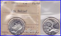 1951 ICCS PL64 25 cents LOW RELIEF (LR) Canada twenty-five quarter silver SCARCE