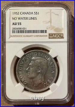 1952 CANADA NO WATER LINES $1 NGC AU 55 Silver Voyageur