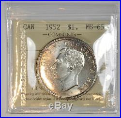 1952 Canada $1 Silver Dollar ICCS MS-65