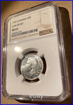 1952 Canada 25 Cents NGC MS 63 Silver Only 14 In Higher Grades