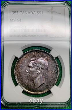 1952 Canada Silver Dollar. NGC MS64. Only 25 graded higher
