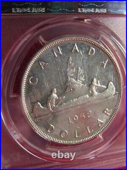 1952 Canada Silver Dollar. No Waterlines. Pcgs Ms-62 Gold Shield