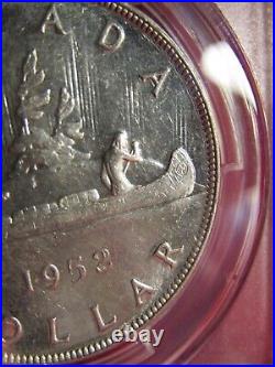 1952 Canada Silver Dollar. No Waterlines. Pcgs Ms-62 Gold Shield