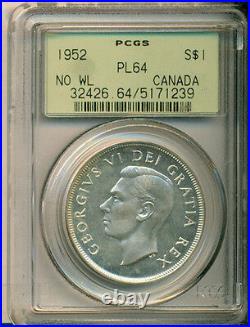 1952 Canada Silver Dollar PCGS PL-64