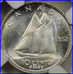 1952 Canada Silver Ten Cents NGC MS66 Top Pop 19/19