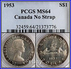 1953 $1 Canada Silver Dollar No Strap PCGS MS64 Choice Unc Coin Queen Elizabeth