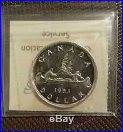 1953 Canada Silver Dollar Nsf Iccs Certified Ms-65 Catalogue Value $660 (nice)
