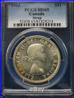 1953 Canada Silver Dollar $1 PCGS MS65 STRAP ELIZABETH II Dollar