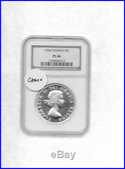 1954 Canada Silver Dollar Voyaguer Ngc Pl-66