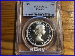 1954 Canada Silver Dollar Graded Coin Pcgs Pl66 Proof Like Monster Heavy Cameo