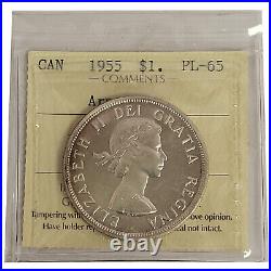 1955 Arnprior No Break Die Canada Silver $1 Dollar ICCS PL-65