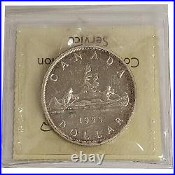 1955 Arnprior No Break Die Canada Silver $1 Dollar ICCS PL-65