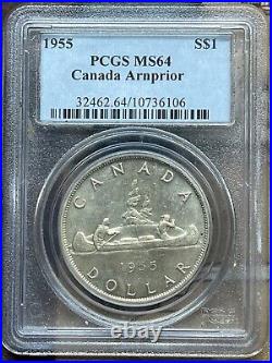 1955 Arnprior With Die Break Canada Silver Dollar Pcgs Ms64 Rare Coin