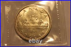 1955 Canada Silver Dollar MS-63 with Die Break ICCS Certified Canadian MS63