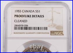 1955 Canada silver dollar NGC Prooflike details cleaned