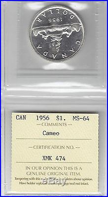 1956 $1 Canadian Silver Dollar Cameo ICCS MS-64