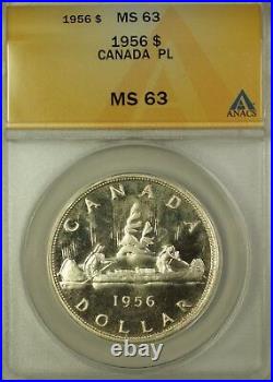 1956 Canada Silver $1 Coin Queen Elizabeth II ANACS MS-63 P-L (Better Coin)