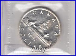 1957 Canada Silver Dollar ICCS MS-64 Cert # XOG 485