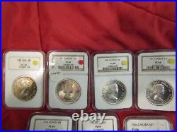 1958,59,60,61,62,63 & 1964 Canada Silver Dollars. 7 Coin Lot. All Gem Ngc Pl66