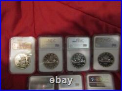 1958,59,60,61,62,63 & 1964 Canada Silver Dollars. 7 Coin Lot. All Gem Ngc Pl66
