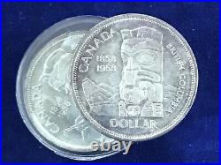 1958 Canada Silver Dollar Commemorative Totem Pole BU Roll of 20 Coins E9465