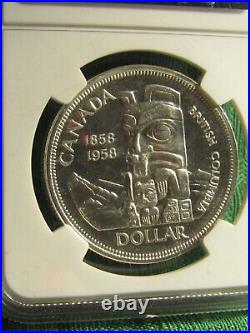 1958 Canada Silver Dollar. Ngc Pl-64 Cameo. Nice Coin