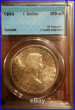 1959 Canada Silver Dollar Cccs Certified Ms-65 Gem Mint State Trends $1750