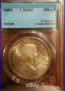 1959 Canada Silver Dollar Cccs Certified Ms-65 Gem Mint State Trends $1750