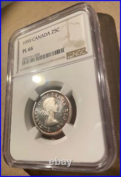 1959 Canada 25 Cents NGC PL 66 Proof-Like! Silver! Only 1 In Higher Grades
