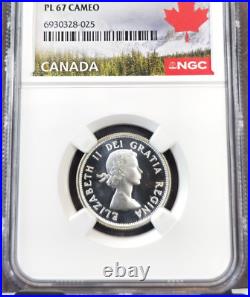 1960 Canada Silver 25 Cents Elizabeth II Ngc Pl 67 Cameo Extremely Rare Top Pop