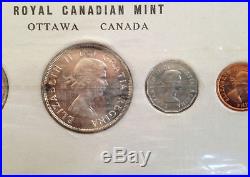 1960 Canada Stamp Three Variety Silver Proof-Like Set of 6 Coins E4736